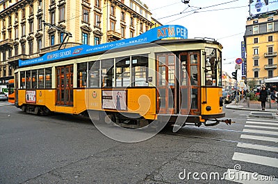 Public transportation in Milan city , Italy Editorial Stock Photo