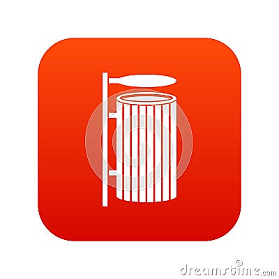 Public trash can icon digital red Vector Illustration