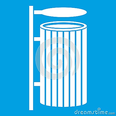 Public trash can icon white Vector Illustration