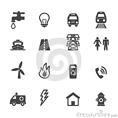 Public utility icons Vector Illustration