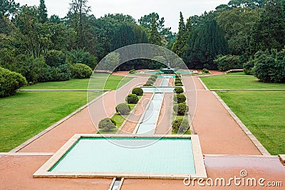Public villa garden park with pools and fountain Stock Photo