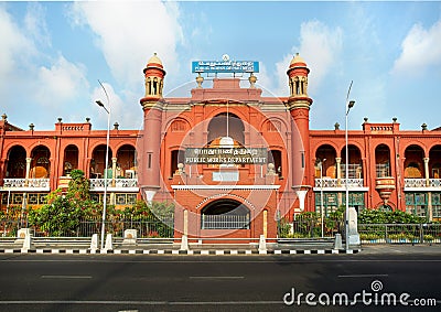 Public Works Department, Chennai, Tamil Nadu, India, 02/30/2020, front entrance of the public services department building near ma Stock Photo