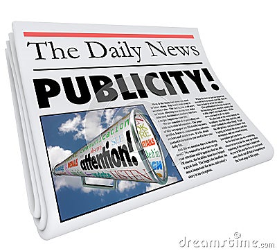 Publicity Newspaper Headline Attention Reporting Coverage Stock Photo