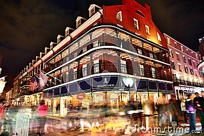 Pubs and bars with neon lights in the French Quarter, New Orleans Stock Photo