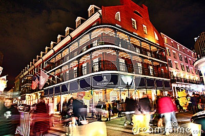 Pubs and bars with neon lights in the French Quarter, New Orleans Louisiana Editorial Stock Photo