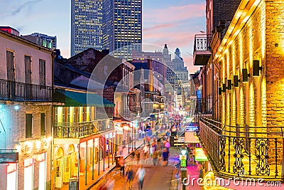 Pubs and bars with neon lights in the French Quarter, New Orleans Stock Photo