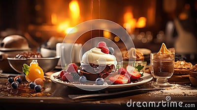 pudding gourmet dessert food Cartoon Illustration