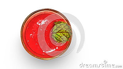 Pudding strawberry custard isolate on white background Stock Photo