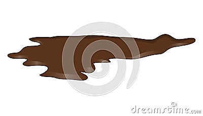 Puddle of chocolate, mud spill clipart. Brown stain, plash, drop Vector Illustration