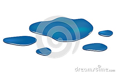 Puddle of water spill clipart. Blue stain, plash, drop. Vector illustration on the white background Vector Illustration