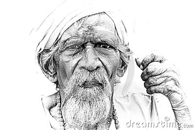 Portrait of old face indian man Editorial Stock Photo