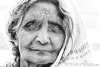 Portrait of old face indian woman Editorial Stock Photo