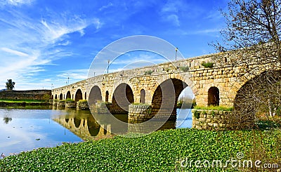 Puente Romano bridge in Merida, Spain Stock Photo