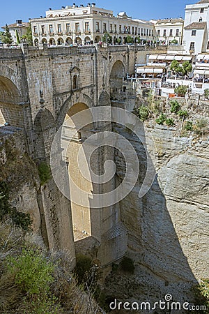 The Puento Nuevo or New Bridge and its many visitors Editorial Stock Photo