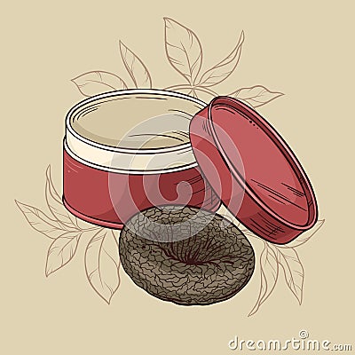 Puer tea on brown background Vector Illustration