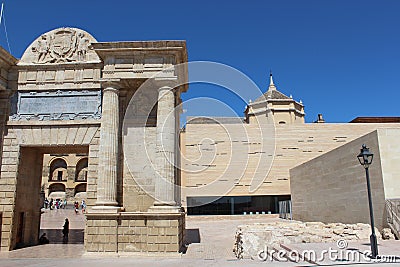 Puerta del Puente. Cordoba, Andalusia. Spain. Columns, arch. Editorial Stock Photo