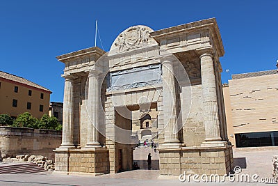Puerta del Puente. Cordoba, Andalusia. Spain. Columns, arch. Editorial Stock Photo