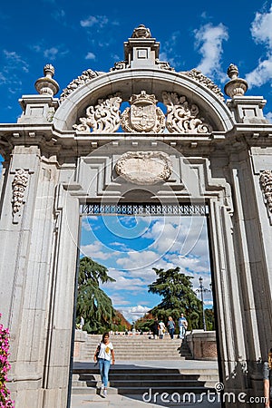 Puerta de Felipe IV to El Retiro Park, Madrid, Spain Editorial Stock Photo