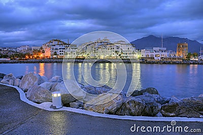 Puerto Banus by night,Costa del Sol,Spain Stock Photo