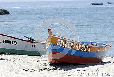 Puerto Culebras, Ancash, Peru Fishermen sail close to the coast at the seaside of Huarmey circa 2020 in Ancash, Peru Editorial Stock Photo