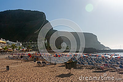 Morningsun at Puerto de Mogan beach Editorial Stock Photo