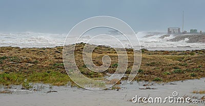 Puerto De Sagunto, Spain 20/01/2020: Heavy waves after the storms Stock Photo