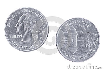 Puerto Rico 2009D Commemorative Quarter isolated on a white background Stock Photo