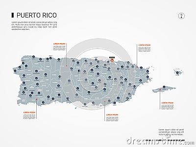 Puerto Rico infographic map vector illustration. Vector Illustration