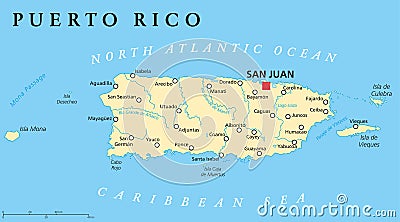 Puerto Rico Political Map Stock Photo