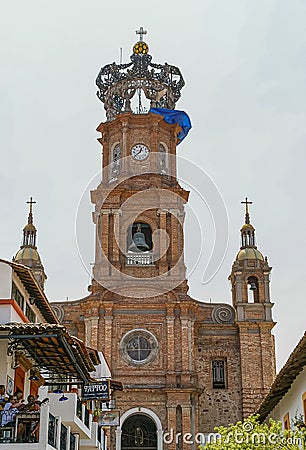 Church of Our Lady of Guadalupe clock tower, Puerto Vallarta, Mexico Editorial Stock Photo