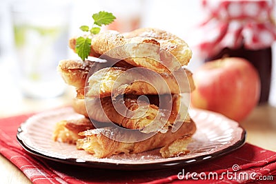 Puff pastry with apple filling Stock Photo