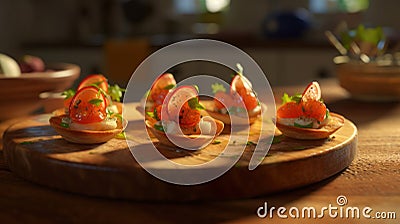 puff pastry baskets stuffed with tomato, cheese, spinach and ham close-up Stock Photo