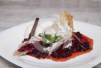 Puff pastry with cherry filling Stock Photo