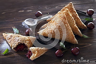 Puff Pastry Cherry Turnovers Stock Photo