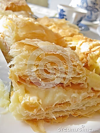 Puff pastry with cream Stock Photo