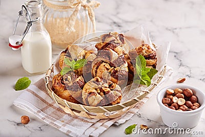 Puff pastry muffins with chocolate and hazelnuts Stock Photo