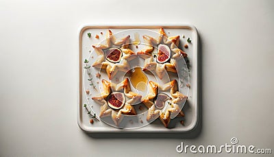 Puff pastry tart with fresh figs and a glaze of honey Stock Photo