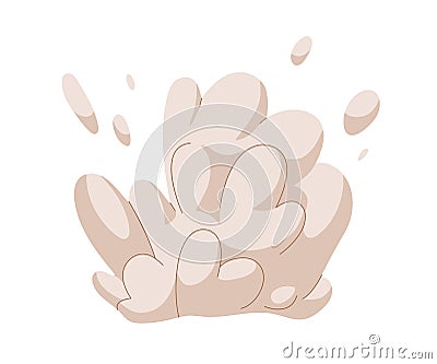 Puff of smoke and dust after explosion. Abstract blast with bubbles, splashes. Exploding bomb. Boom effect. Bursting and Vector Illustration