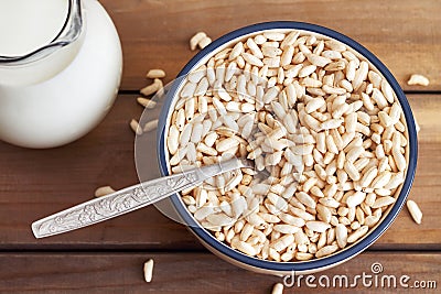 Puffed rice cereal Stock Photo