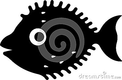 pufferfish Black Silhouette Generative Ai Vector Illustration