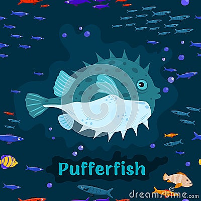 Pufferfish. Endangered fish species concept. Vector illustration Vector Illustration