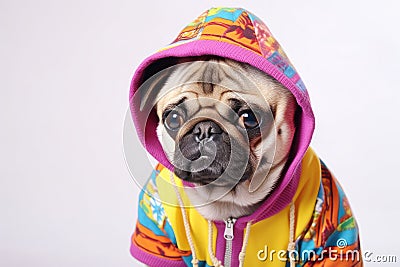 Pug charm: portrait of a well dressed canine friend Stock Photo