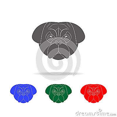 Pug dog face icon. Elements of dogs multi colored icons. Premium quality graphic design icon. Simple icon for websites, web design Stock Photo