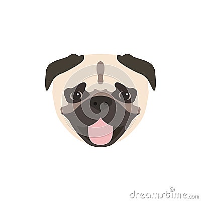 Pug dog icon isolated on white background. Vector Illustration