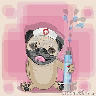 Pug Dog nurse Vector Illustration