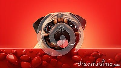 Pug-tastic Comedy: Comical Image of a Playful Pug Dog Stock Photo