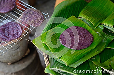 Puk sesame rice is a snack of northern Thailand , made from mixed black glutinous rice and sticky sesame seeds Stock Photo