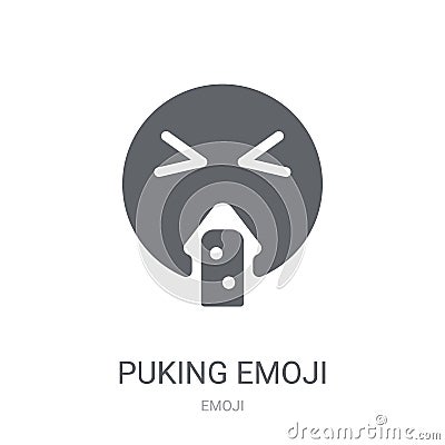 Puking emoji icon. Trendy Puking emoji logo concept on white background from Emoji collection Vector Illustration