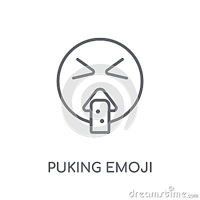 Puking emoji linear icon. Modern outline Puking emoji logo conce Vector Illustration