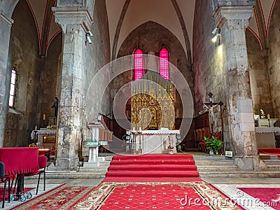 PULA CROATIA 07 28 2019: Indoor church of the monastic complex dedicated to St. Francis of Assisi Stock Photo